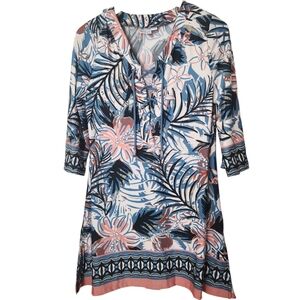 Beach Break Colorful Tropical Palm Resortwear Vacation Cover-up Dress Size XS/S